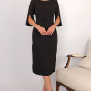 VESTIDO ÂNGELA MIDI TUBINHO MANGA 3/4 - PRETO
