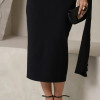 VESTIDO ZOE MIDI TUBINHO DETALHE OMBRO FAIXA - PRETO