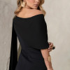 VESTIDO ZOE MIDI TUBINHO DETALHE OMBRO FAIXA - PRETO