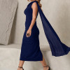VESTIDO ZOE MIDI TUBINHO DETALHE OMBRO FAIXA - AZUL MARINHO