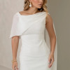 VESTIDO ZOE MIDI TUBINHO DETALHE OMBRO FAIXA - OFF WHITE