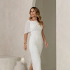 VESTIDO ZOE MIDI TUBINHO DETALHE OMBRO FAIXA - OFF WHITE