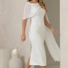 VESTIDO ZOE MIDI TUBINHO DETALHE OMBRO FAIXA - OFF WHITE