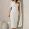 VESTIDO ZOE MIDI TUBINHO DETALHE OMBRO FAIXA - OFF WHITE