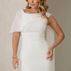 VESTIDO ZOE MIDI TUBINHO DETALHE OMBRO FAIXA - OFF WHITE