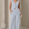 CONJUNTO TURIM PANTALONA E MAXI COLETE - AZUL