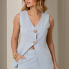 CONJUNTO TURIM PANTALONA E MAXI COLETE - AZUL