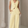 CONJUNTO TURIM PANTALONA E MAXI COLETE - AMARELO MANTEIGA
