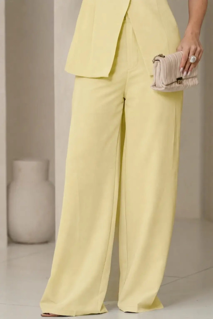 CONJUNTO TURIM PANTALONA E MAXI COLETE - AMARELO MANTEIGA