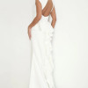 VESTIDO HELENA LONGO COM CAUDA E BABADOS COSTAS ABERTA - OFF WHITE