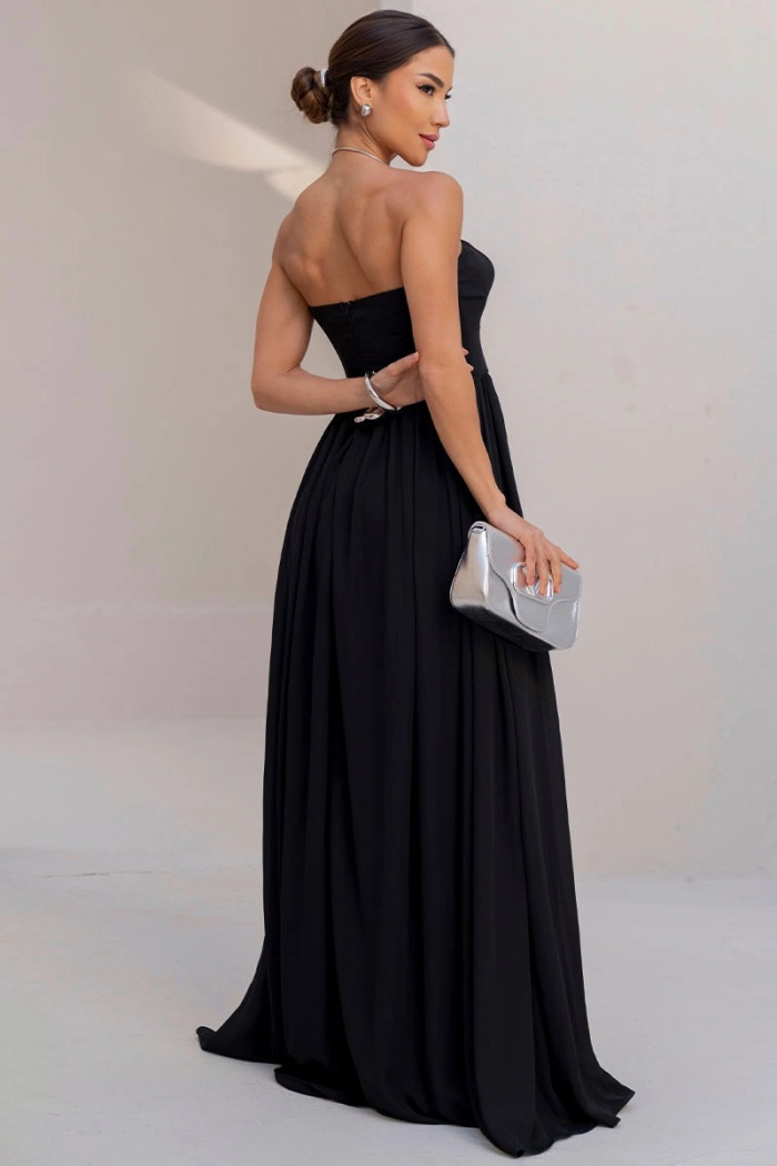 VESTIDO LONGO BETHY T.Q.C COM CAPA - PRETO