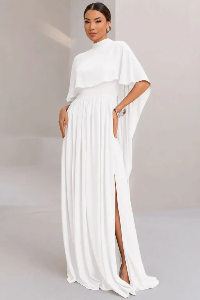 VESTIDO LONGO BETHY T.Q.C COM CAPA - OFF WHITE
