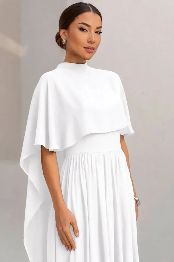 VESTIDO LONGO BETHY T.Q.C COM CAPA - OFF WHITE