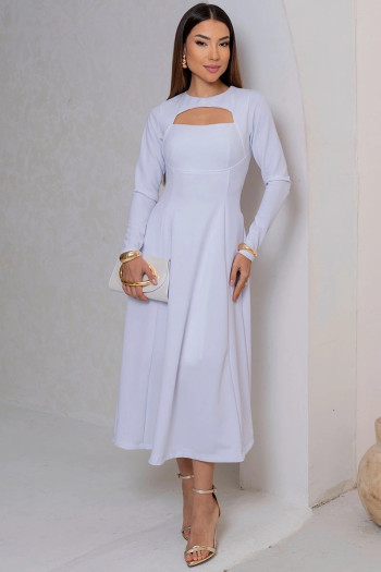 VESTIDO MIDI DAKOTA MANGA LONGA DECOTE QUADRADO - OFF WHITE