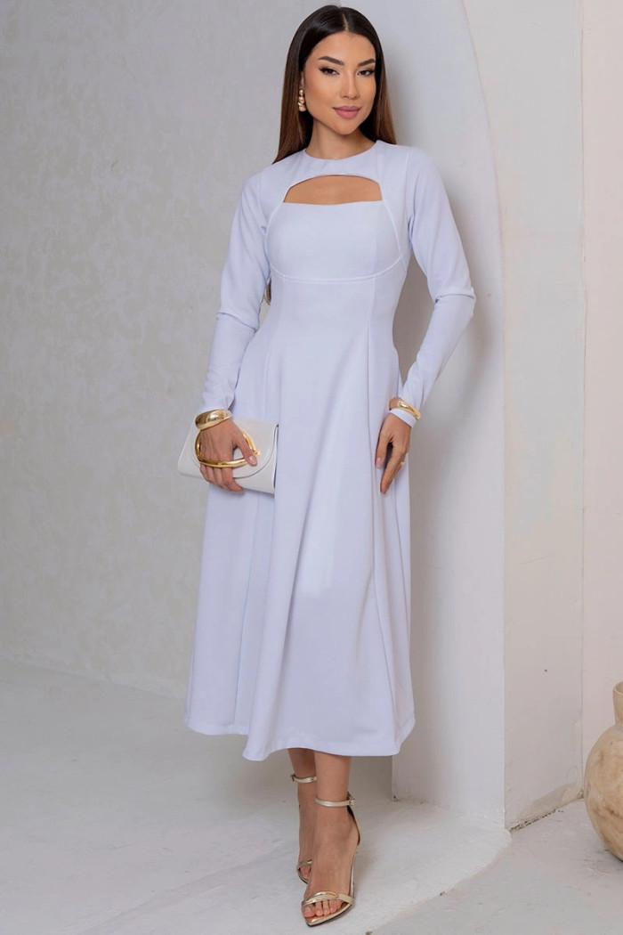 VESTIDO MIDI DAKOTA MANGA LONGA DECOTE QUADRADO - OFF WHITE
