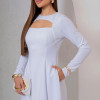 VESTIDO MIDI DAKOTA MANGA LONGA DECOTE QUADRADO - OFF WHITE