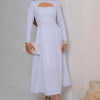 VESTIDO MIDI DAKOTA MANGA LONGA DECOTE QUADRADO - OFF WHITE