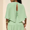 VESTIDO LONGO GEORGINA FESTA FLUIDO BUSTO DRAPEADO COM CAPA - VERDE