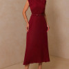 VESTIDO MIDI IRACI COM CINTO - VINHO