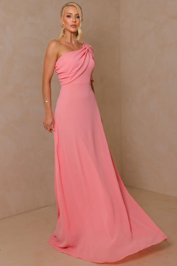 VESTIDO JAMILE LONGO UM OMBRO - ROSÉ