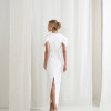VESTIDO VALENTINA LONGUETE MANGA DRAPEADA - OFF WHITE