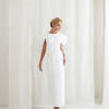 VESTIDO VALENTINA LONGUETE MANGA DRAPEADA - OFF WHITE