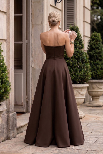 VESTIDO DE FESTA ÍRIS ZIBELINE T.Q.C - MARROM