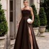 VESTIDO DE FESTA ÍRIS ZIBELINE T.Q.C - MARROM