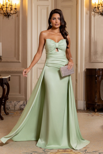 VESTIDO DE FESTA MONALISA SAIA SEREIA CREPE VOGUE T.Q.C - VERDE MENTA