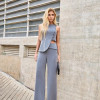 CONJUNTO ANNA ALFAIATARIA DETALHE BOTÃO - CINZA