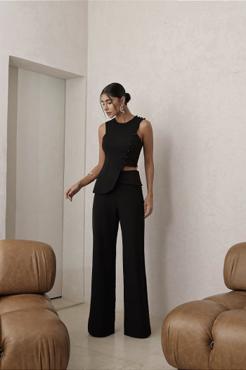 CONJUNTO ANNA ALFAIATARIA DETALHE BOTÃO - PRETO