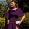 VESTIDO DE FESTA LONGO GARDEN DETALHE CAPA - ROXO