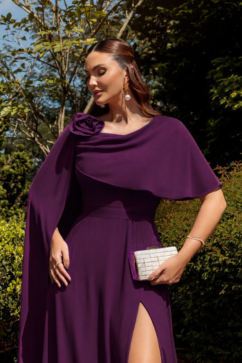 VESTIDO DE FESTA LONGO GARDEN DETALHE CAPA - ROXO