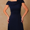 VESTIDO HILDA MIDI DETALHE FLOR - AZUL MARINHO