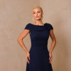 VESTIDO HILDA MIDI DETALHE FLOR - AZUL MARINHO