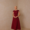 VESTIDO HILDA MIDI DETALHE FLOR - VINHO