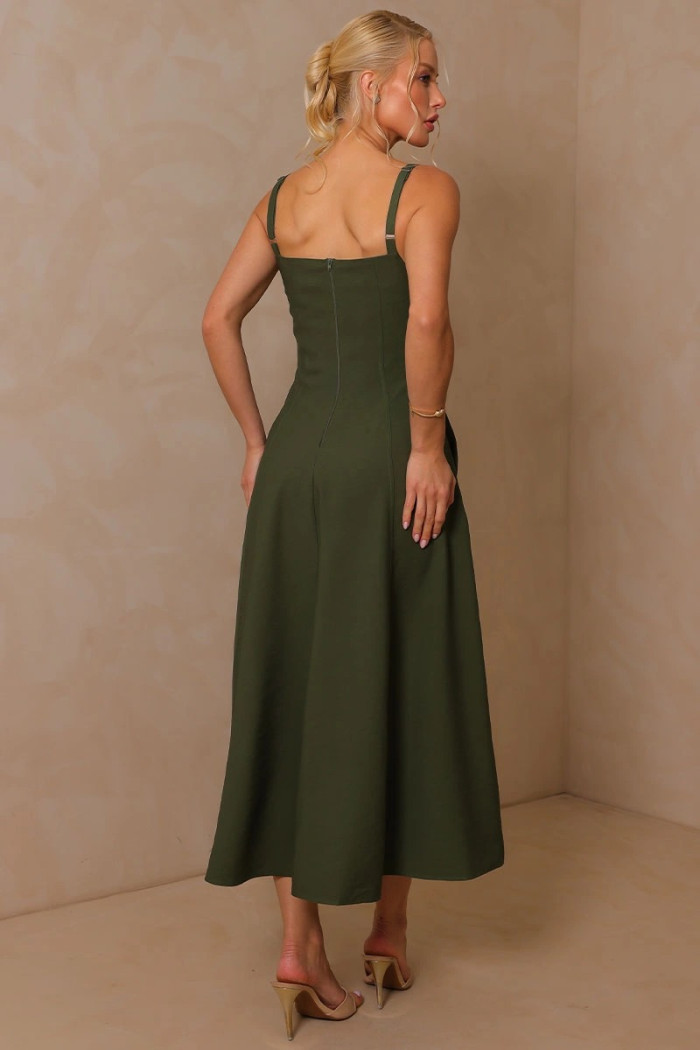 VESTIDO CAROL DECOTE V COM ALÇAS - VERDE