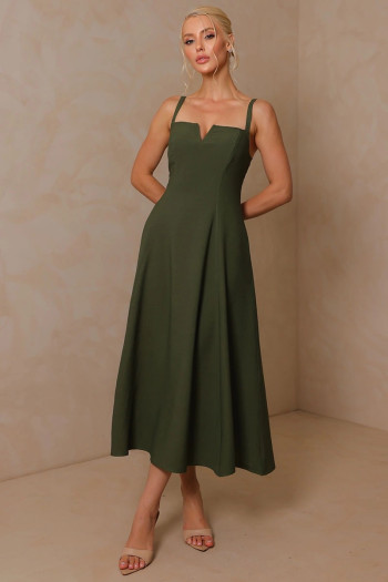 VESTIDO CAROL DECOTE V COM ALÇAS - VERDE