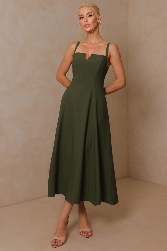 VESTIDO CAROL DECOTE V COM ALÇAS - VERDE