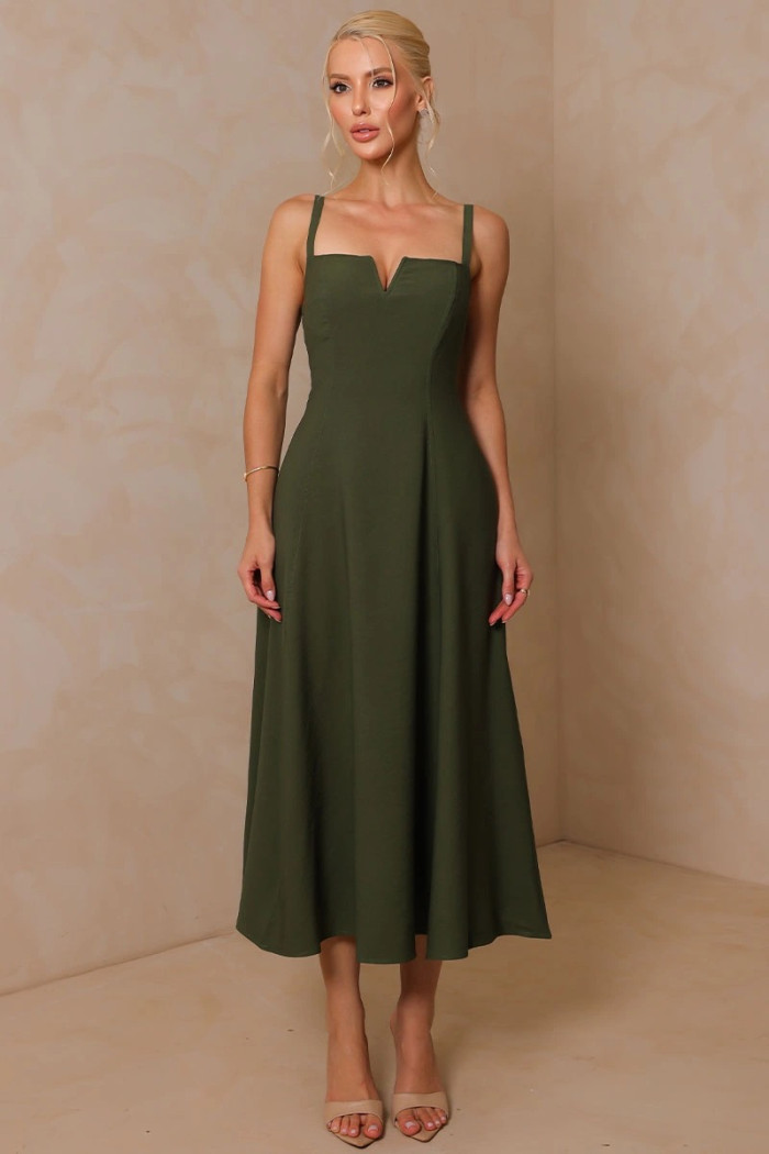 VESTIDO CAROL DECOTE V COM ALÇAS - VERDE