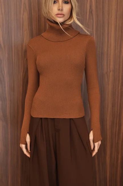 BLUSA LUDMILLA MODAL DEDINHO GOLA - CAMEL