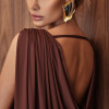VESTIDO LAILA LONGO CAUDA COSTAS - BORDÔ