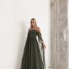 VESTIDO DE FESTA GRÉCIA T.Q.C CAUDA - VERDE MILITAR