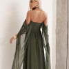 VESTIDO DE FESTA GRÉCIA T.Q.C CAUDA - VERDE MILITAR