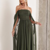 VESTIDO DE FESTA GRÉCIA T.Q.C CAUDA - VERDE MILITAR