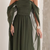 VESTIDO DE FESTA GRÉCIA T.Q.C CAUDA - VERDE MILITAR