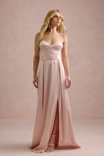 VESTIDO DE FESTA T.Q.C CORSET COM FAIXA LAÇO IVANA - ROSA
