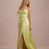 VESTIDO DE FESTA T.Q.C CORSET COM FAIXA LAÇO IVANA - AMARELO