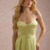 VESTIDO DE FESTA T.Q.C CORSET COM FAIXA LAÇO IVANA - AMARELO
