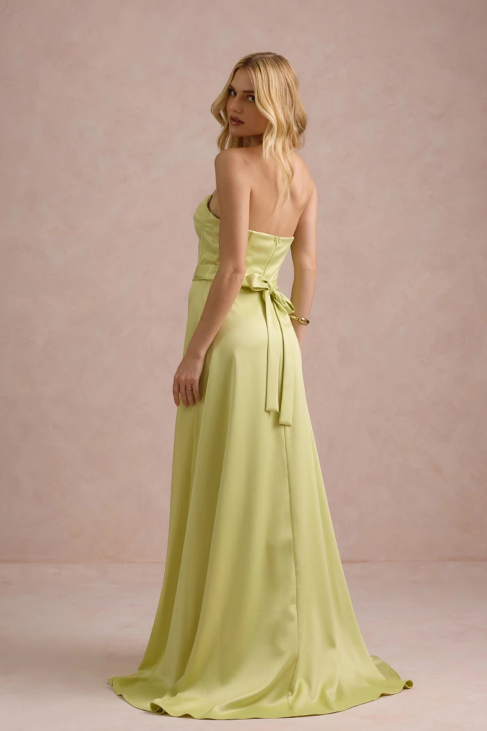 VESTIDO DE FESTA T.Q.C CORSET COM FAIXA LAÇO IVANA - AMARELO